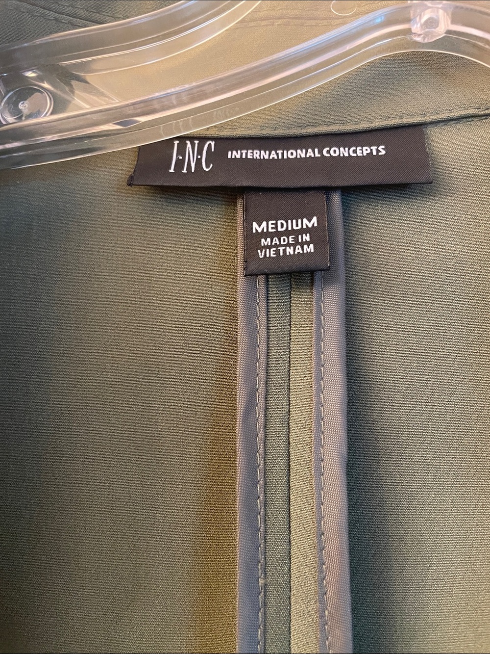 INC International Concepts Olive Green Longline Blazer with 3/4 Ruched Sleeves - Picture 2 of 7